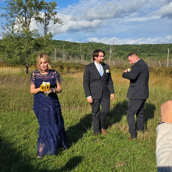 Navy Ruffle Gown Size 2 - Picture 9 of 13